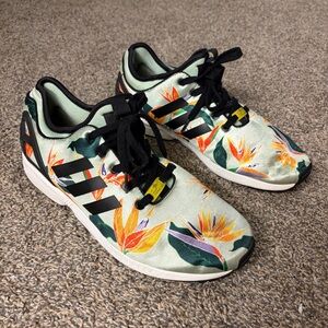 Adidas Originals ZX Flux Torsion Tropical Floral Sneakers Blush Green Men’s 11.5